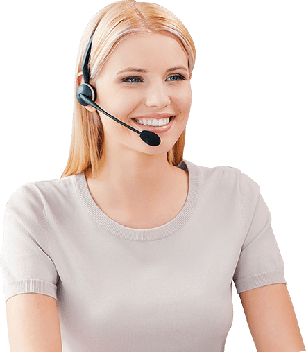 woman talking with a headset