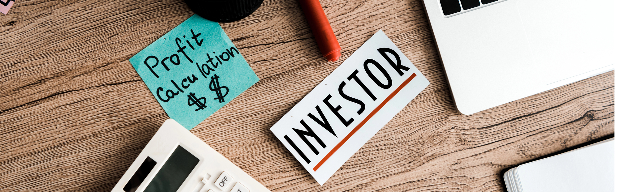 Sticky note showing "Profit Calculation $$" and an Investor tag representing E-2 Investor visas.